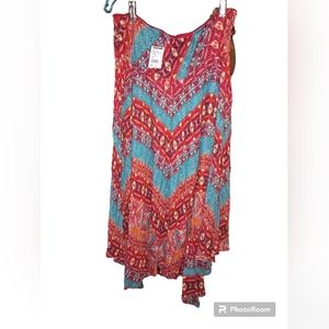 LOLA P. NWT Asymmetrical Maxi Skirt, Multicolor, Sz L